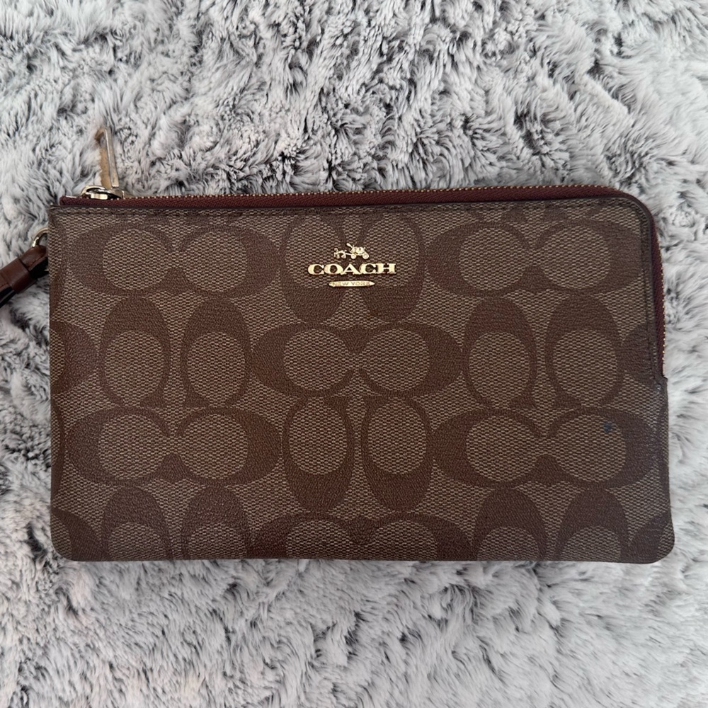 Coach Signature Brown Wristlet